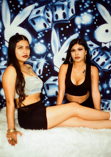 Glamour Shots Y2K Early 2000s 'Players & Playgirls' Airbrush 90s Backdrop (MIDNIGHT BLUES) (Extra Large)