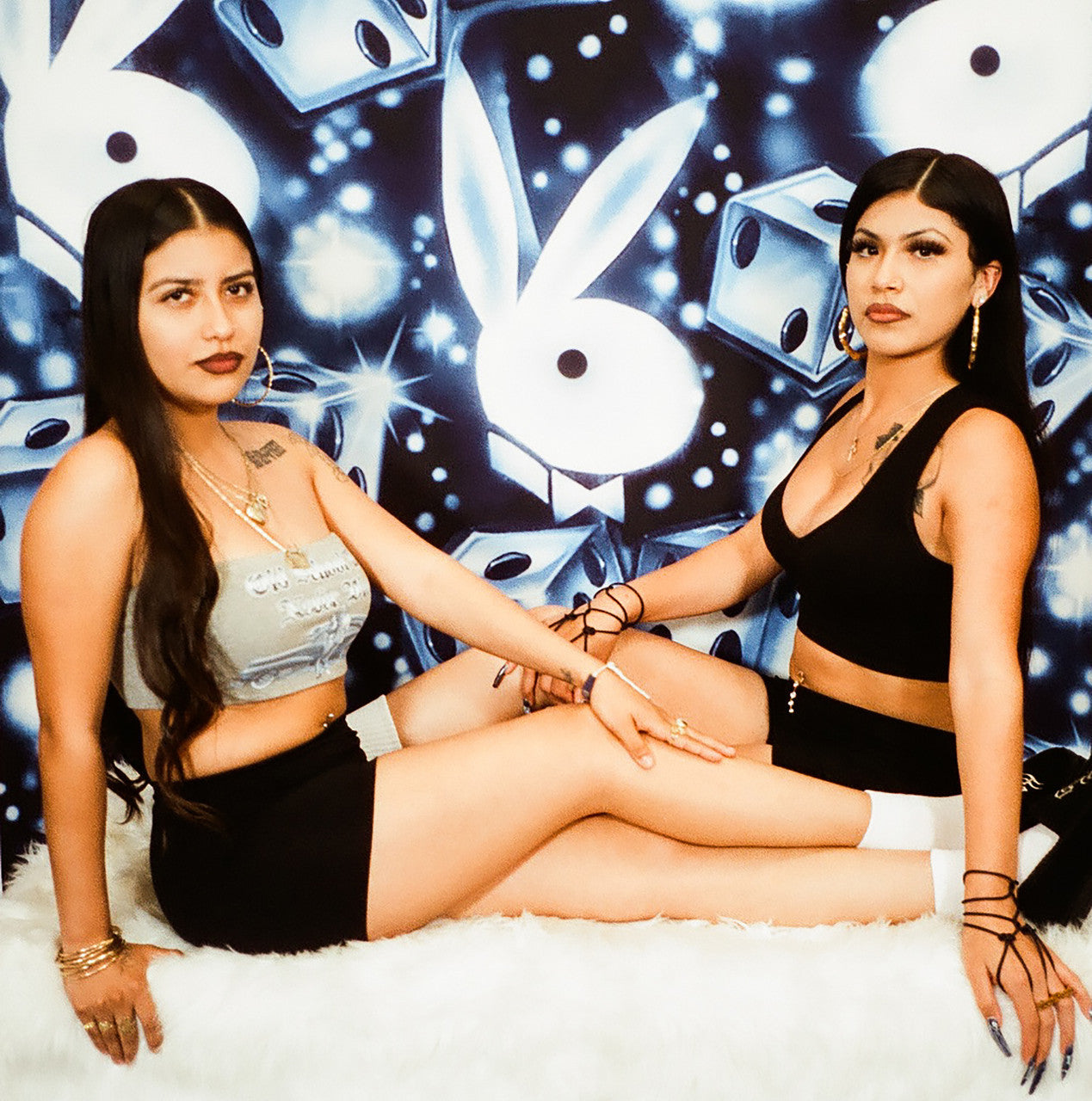 EXTRA EXTRA EXTRA XXXL LARGE Y2K EARLY 2000s 'PLAYERS & PLAYGIRLS' Glamour Shot Airbrush 90s Backdrop (BLUE) (XXXL) Exclusive/Limited Edition!!
