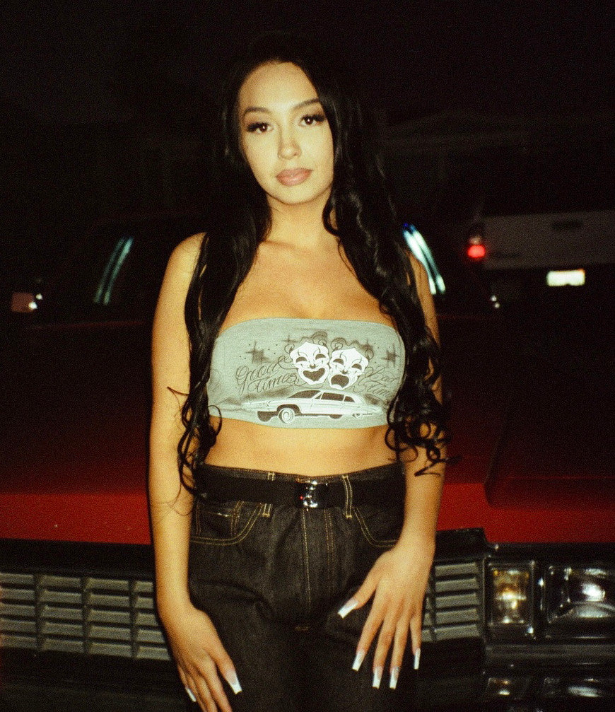 Good Times Bad Times' Pen & Ink Tube Top (GREY)