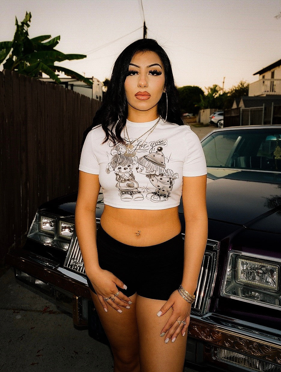 Limited Edition 'FOOL FOR YOU' Pen & Ink White Crop Tee