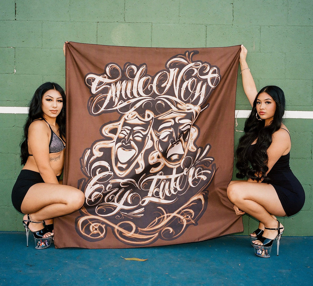 Smile Now, Cry Later Airbrush Tapestry  (BROWN)