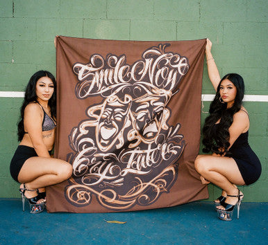 Smile Now, Cry Later Airbrush Tapestry  (BROWN)