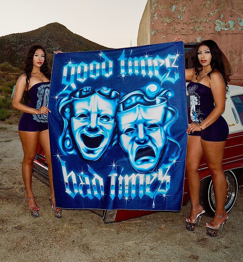 Highs & Lows Airbrushed Wall Tapestry (Blue)