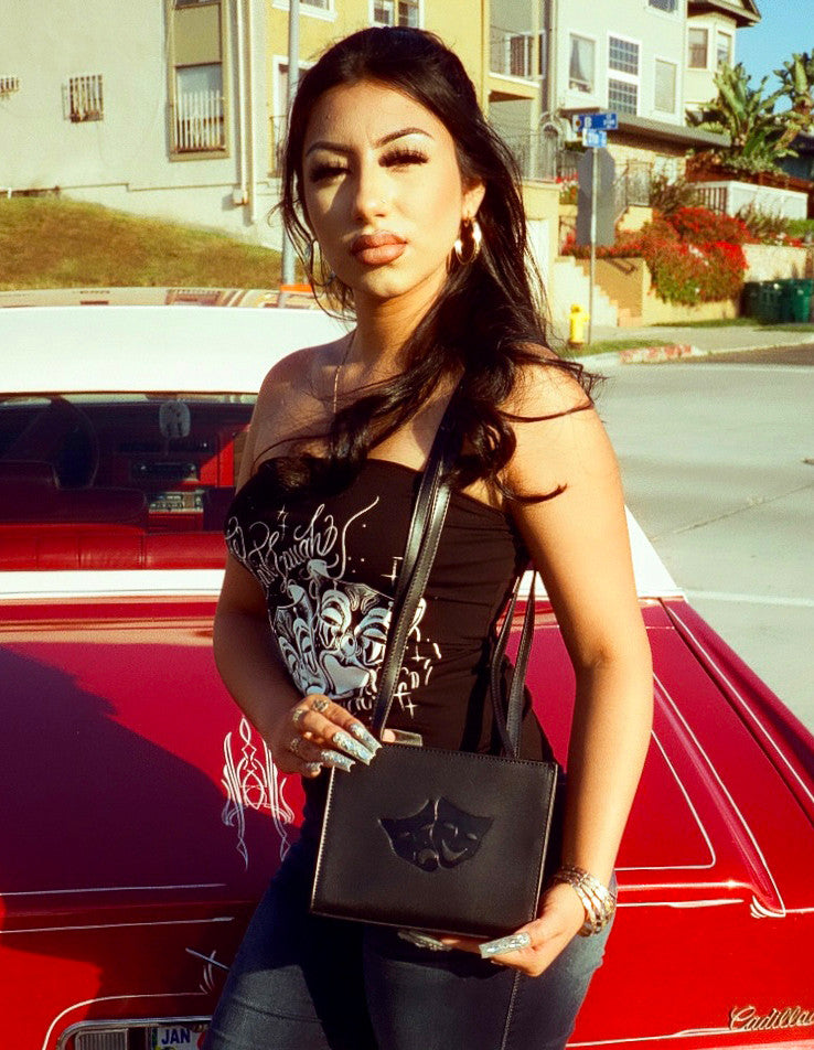 Lux Rosa SMILE NOW, CRY LATER Shoulder Bag (Small)- Black