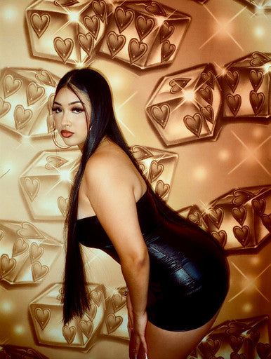 Glamour Shotz 'TWO OF HEARTS' Airbrushed Dice Backdrop (X-Large) BROWN OMBRÉ