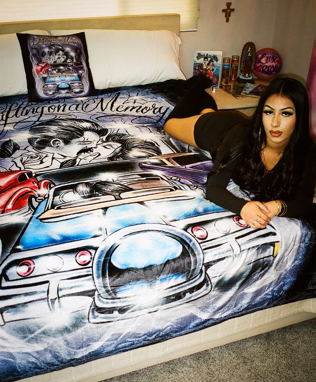 EXTRA LARGE Drifting On A Memory Pen & Ink Fleece Blanket (PURPLE/BLACK) *Limited Edition