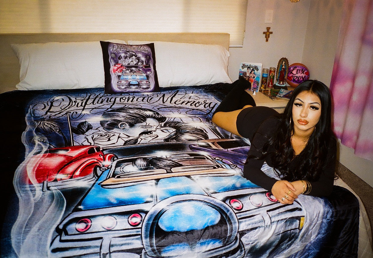 EXTRA LARGE Drifting On A Memory Pen & Ink Fleece Blanket (PURPLE/BLACK) *Limited Edition