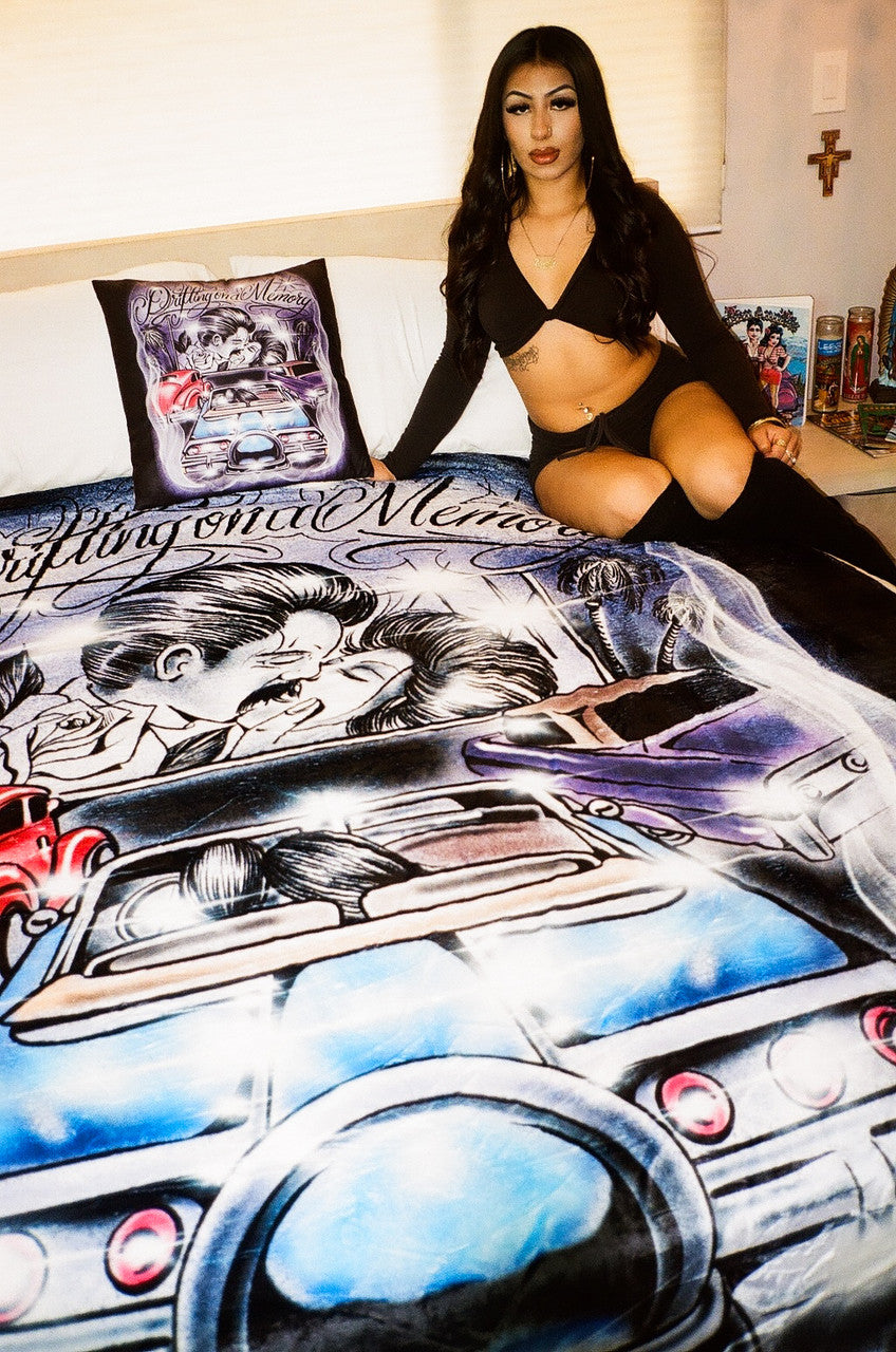 EXTRA LARGE Drifting On A Memory Pen & Ink Fleece Blanket (PURPLE/BLACK) *Limited Edition