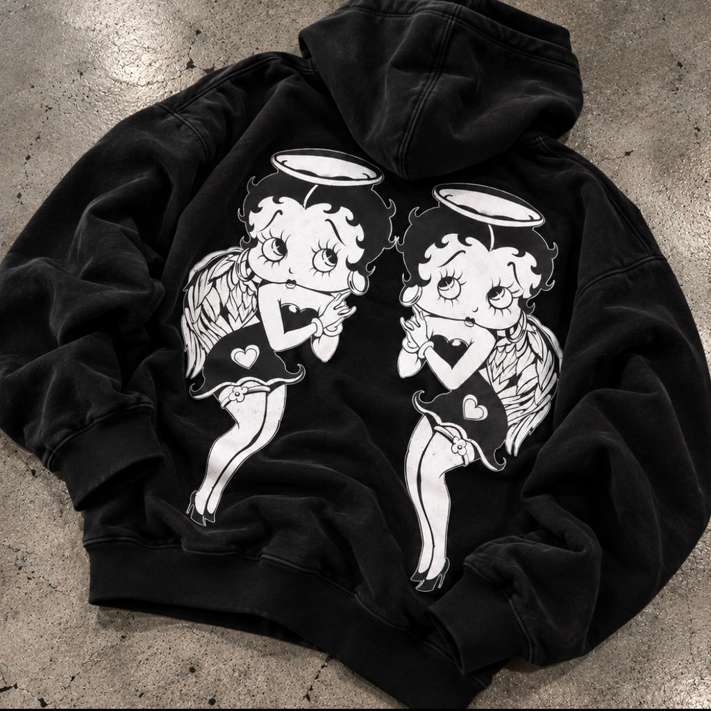 'HEAVEN ON EARTH' Pen & Ink Premium Fleece Pullover Hoodie (Black)