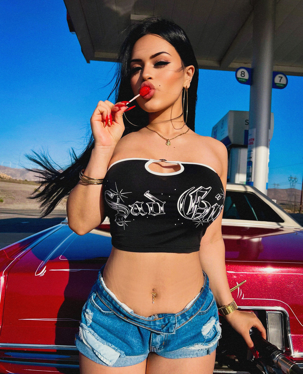 Limited Edition 'SAD GIRL' OE Cut-OutTube Top (Black/White)