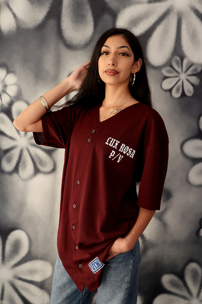 LR P/V Loved & Protected Pro Mesh Baseball Jersey (Burgundy)
