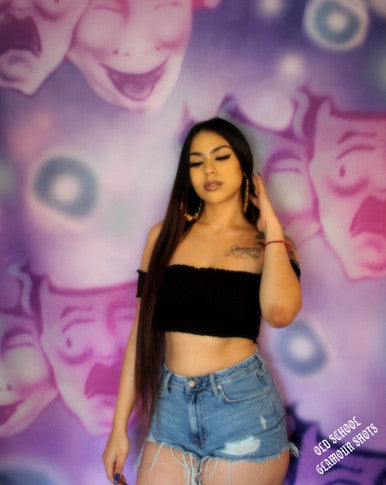 'Spring Valley Swap Meet' Airbrushed Glamour Shot Backdrop (Purple) (Extra Large)