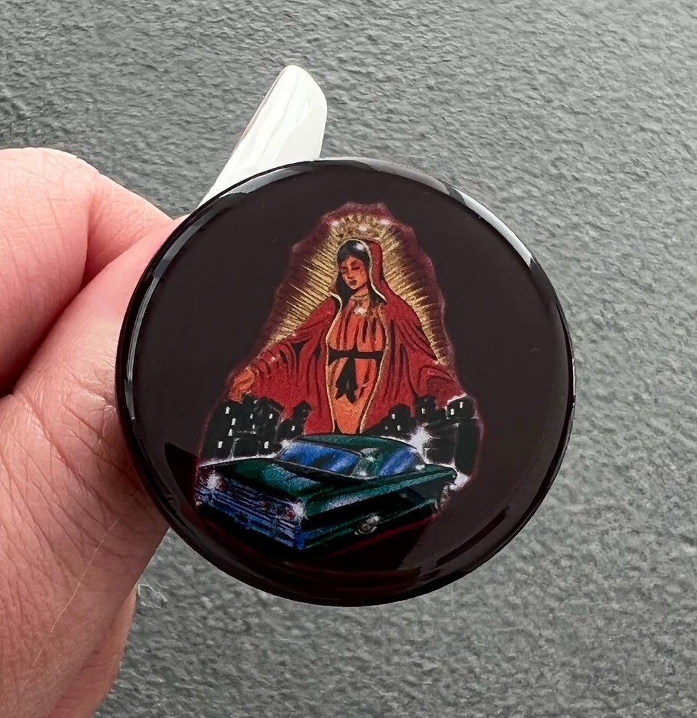 'PRAY FOR US' Pen & Ink Pop Grip (Drop Glue Style) Burgundy