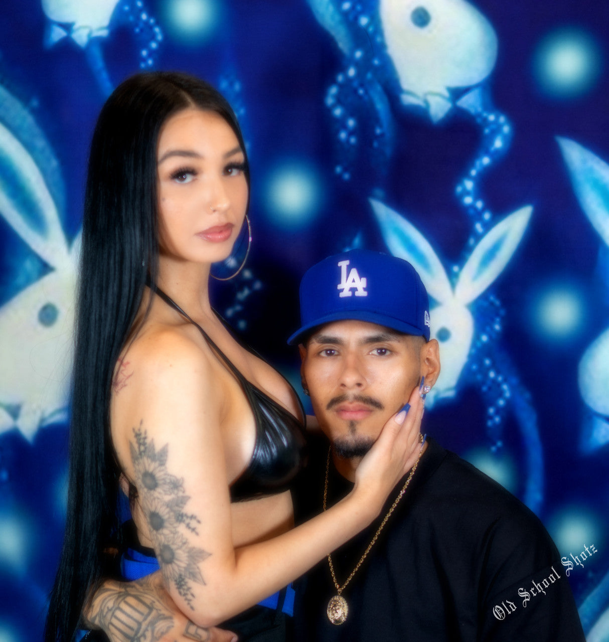 Glamour Shotz 'House Parties & Playgirls' Airbrushed Backdrop NAVY/WHITE (X-Large)