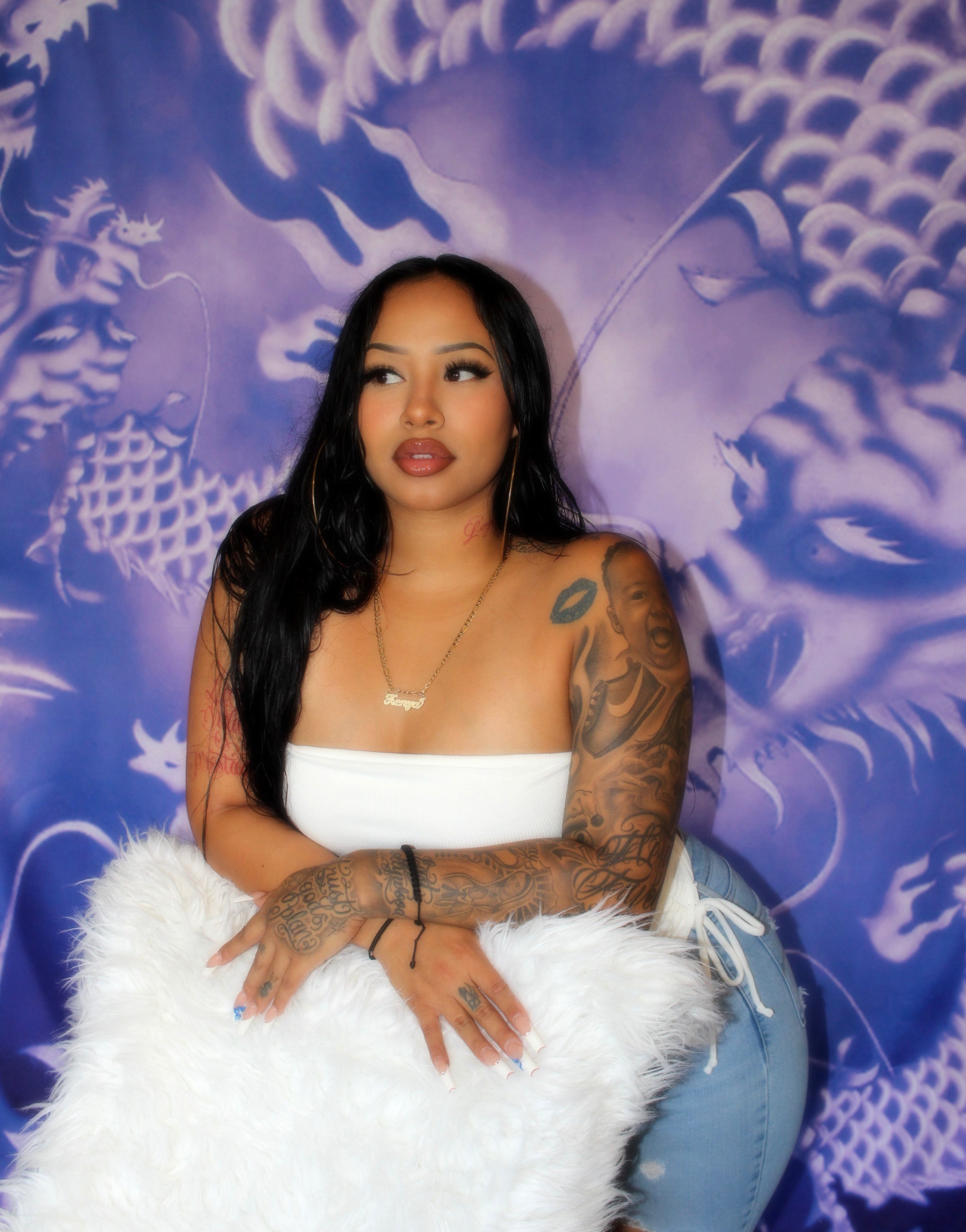 EXTRA EXTRA EXTRA XXX LARGE Y2K Early 2000s 'Purple Dragon' Glamour Shots Airbrush 90s Old School Backdrop (PURPLE) (XXXL) Exclusive/Limited Edition!!