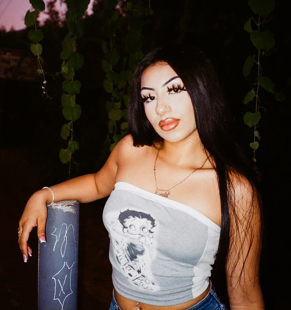 Limited Edition 'SUCKA FREE' Pen & Ink Tube Top (Grey/White Color Blocking)