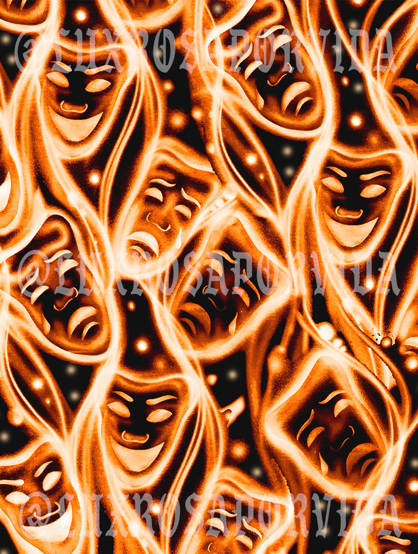 LIMITED EDITION Glamour Shotz 'OG SMILE NOW CRY LATER'' Airbrushed Backdrop BLACK/NEON ORANGE (Extra Large)