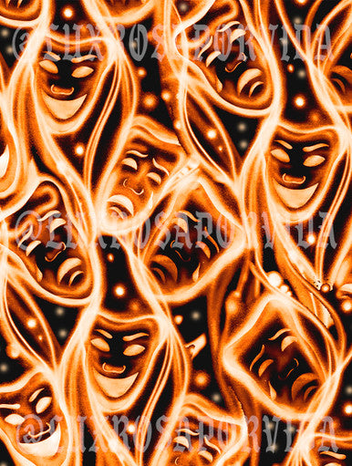 LIMITED EDITION Glamour Shotz 'OG SMILE NOW CRY LATER'' Airbrushed Backdrop BLACK/NEON ORANGE (Extra Large)