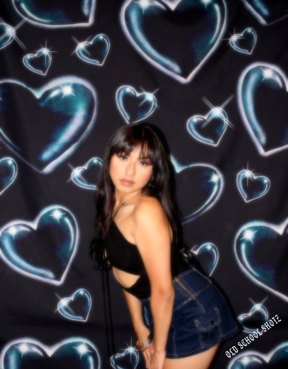 Glamour Shotz 'Heart Of Glass' Airbrushed Backdrop (Black) (Extra Large)