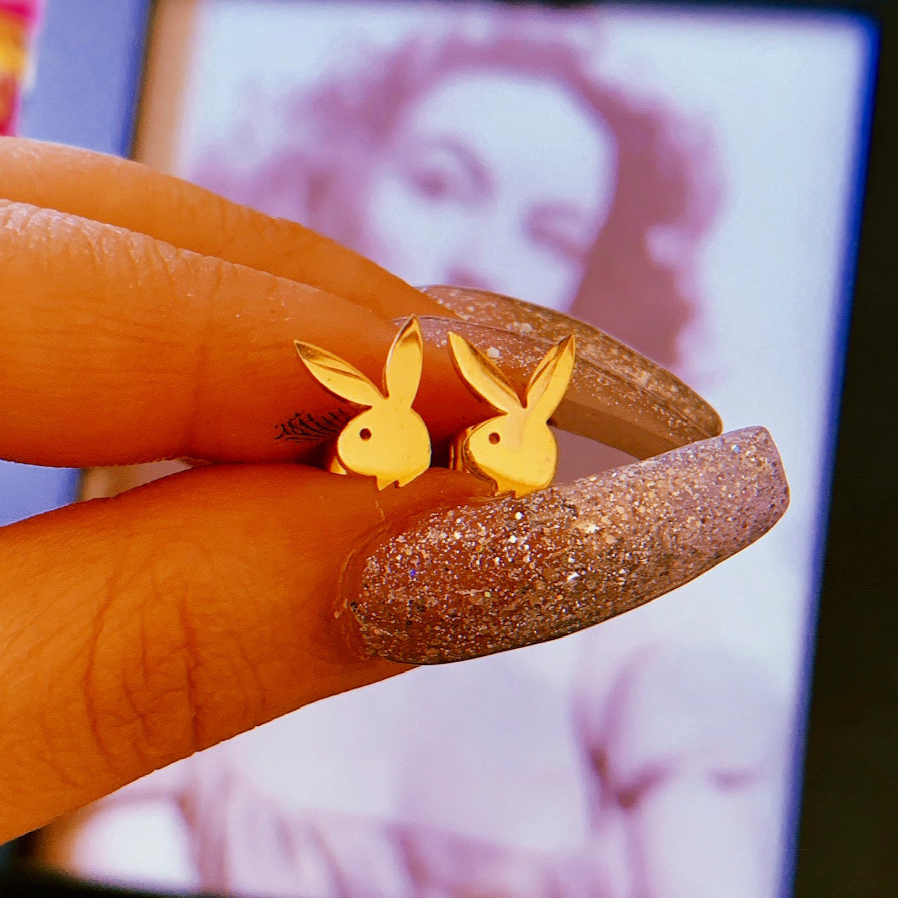 Playgirl Gold Stud Earrings
