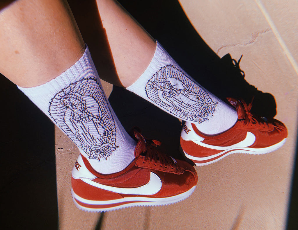 Lux Rosa Virgencita Socks (WHITE/BLACK)