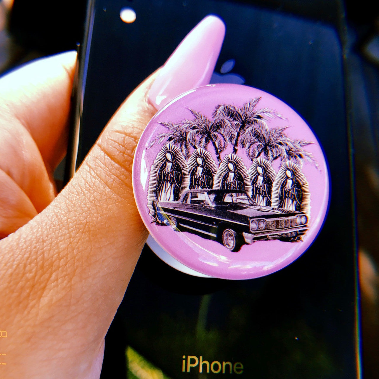 Palm Trees & Impalas Lavender Pop Grip (Drop Glue Style)