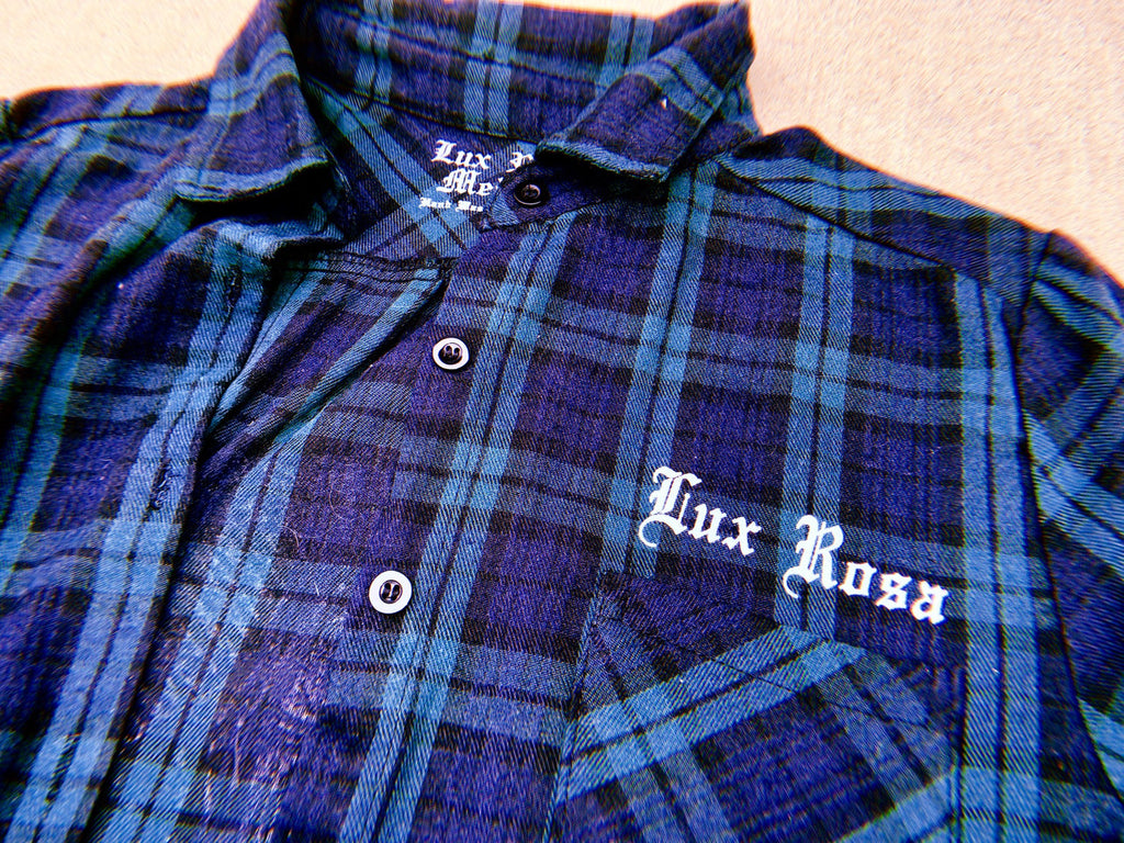 Virgencita Long sleeve Flannel (Green/Navy)