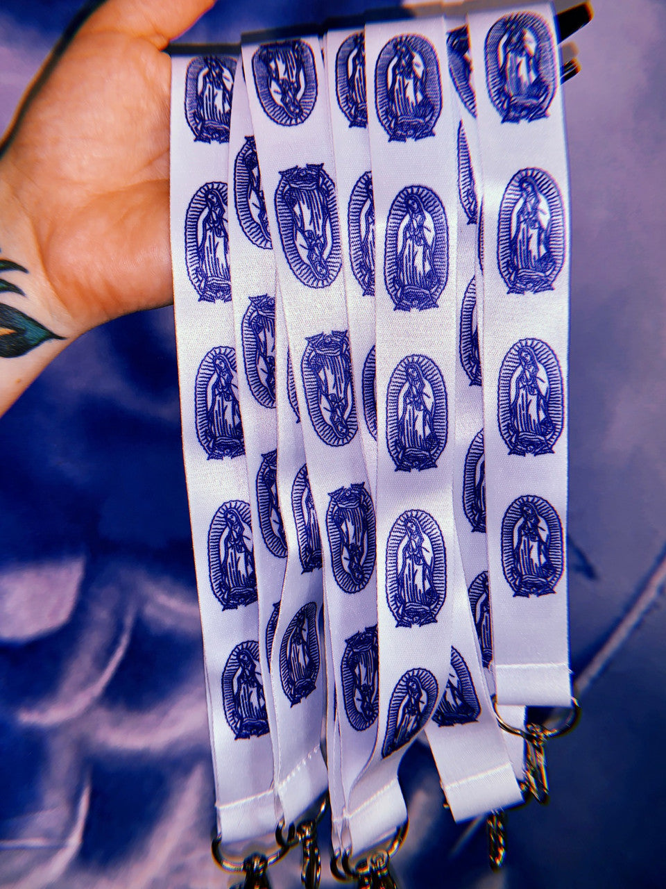 Virgencita Lanyard (White/Blue)