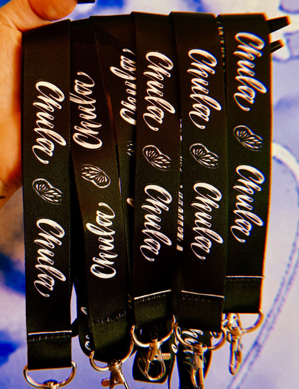 Chula Butterfly Airbrush Lanyard (Black)