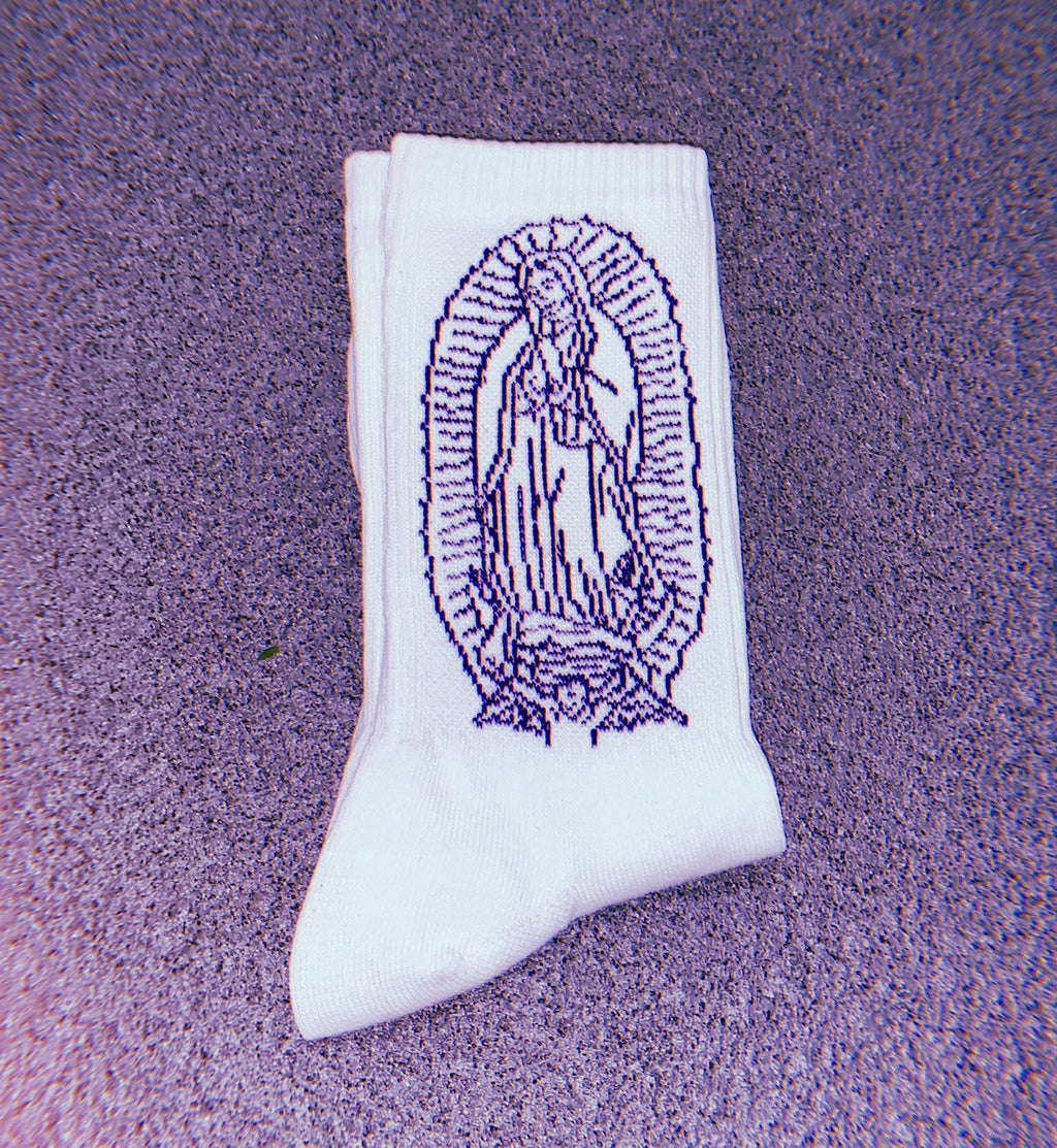 Lux Rosa Virgencita Socks (White/Navy)
