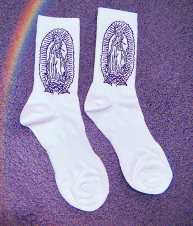 Lux Rosa Virgencita Socks (White/Navy)