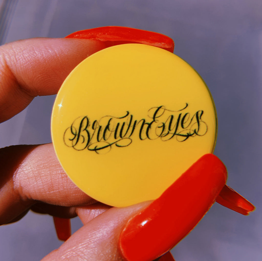 Brown Eyes Script Pop Grip (Neon Yellow)  (Drop Glue Style)