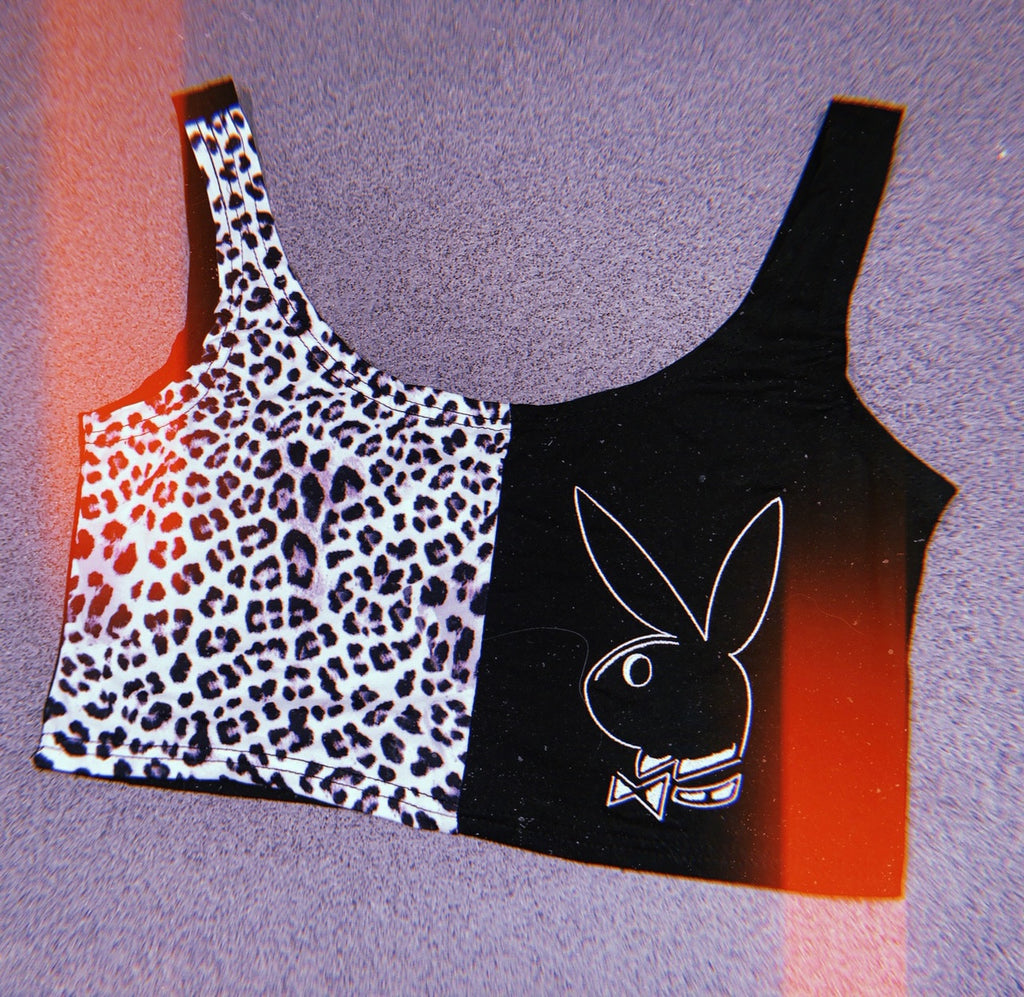 Playgirl Party Leopard/Black Embroidered Crop Tank