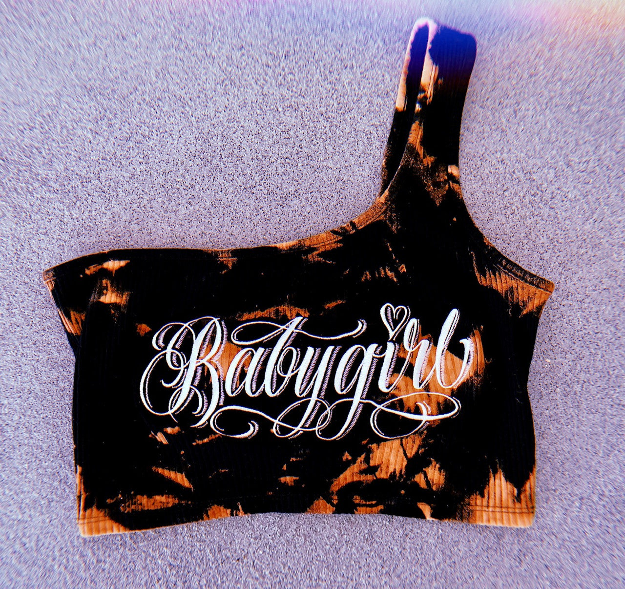 Babygirl Hand Dyed Cut & Sew Embroidered One Shoulder Tank