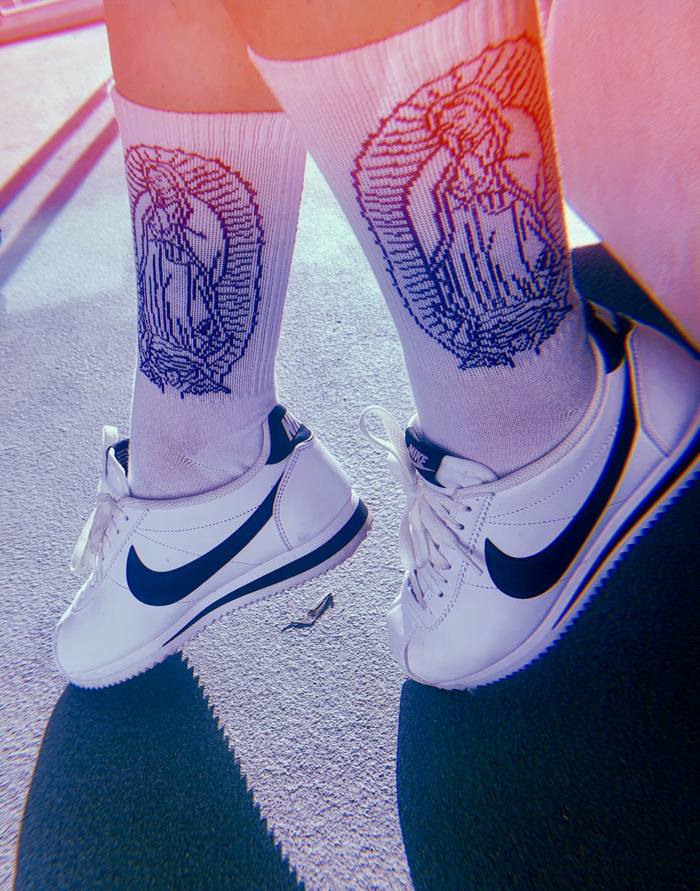 Lux Rosa Virgencita Socks (White/Navy)