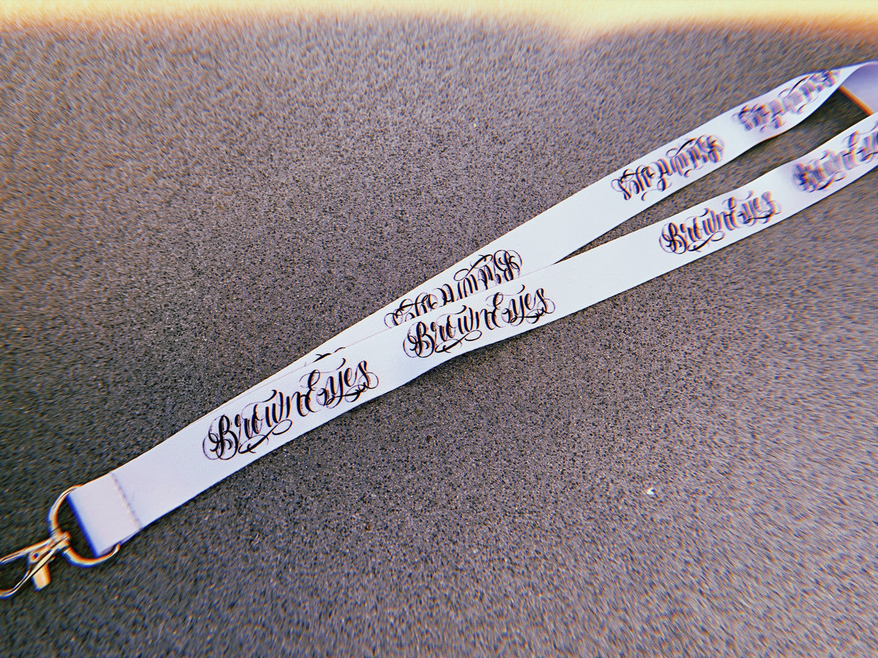 Brown Eyes Script Lanyard (Light Grey)
