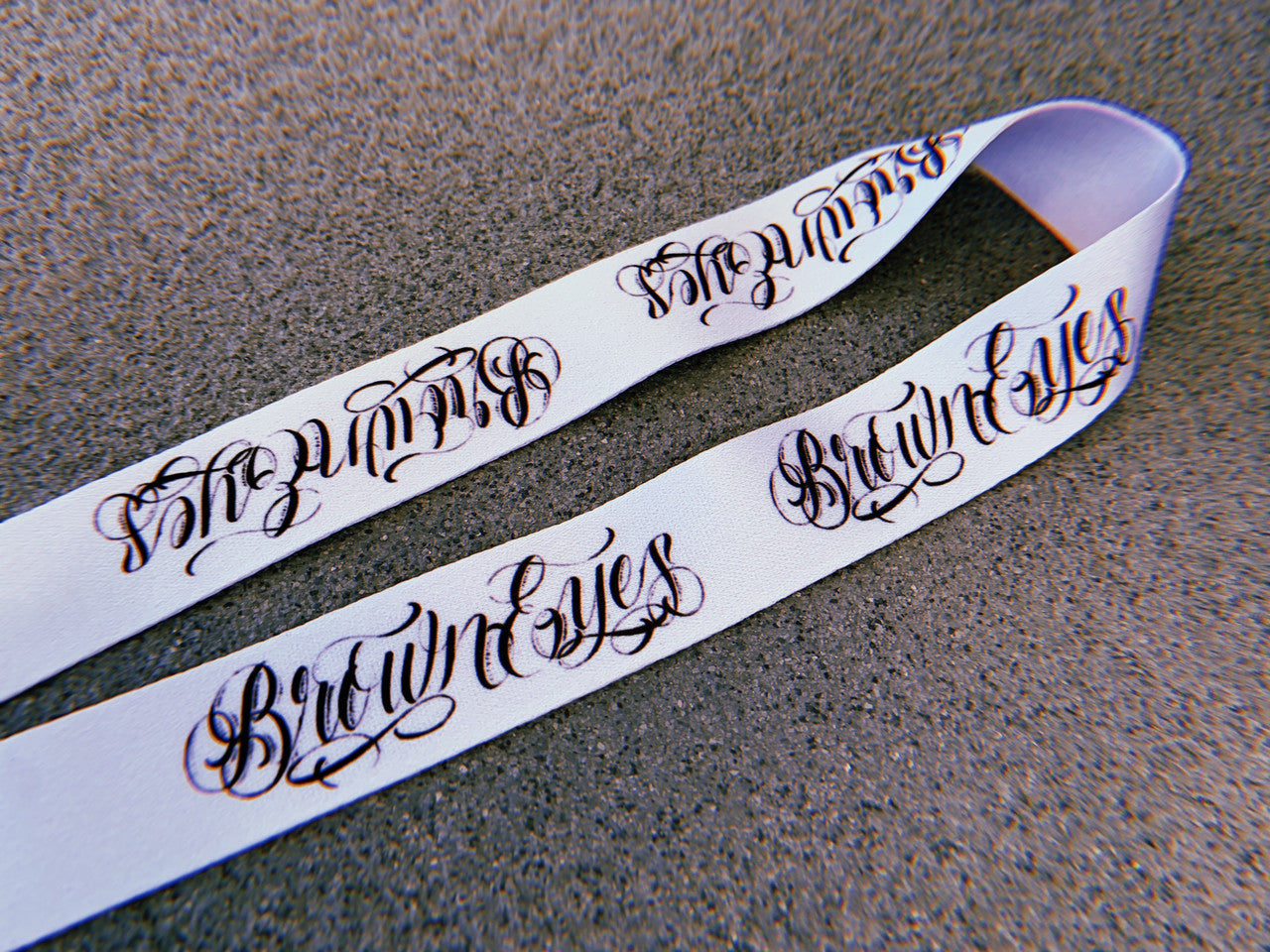 Brown Eyes Script Lanyard (Light Grey)