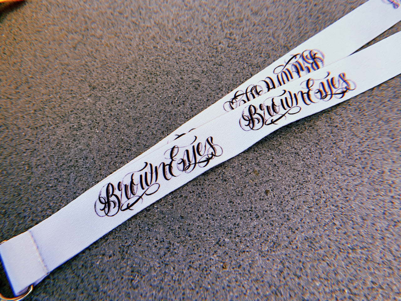 Brown Eyes Script Lanyard (Light Grey)