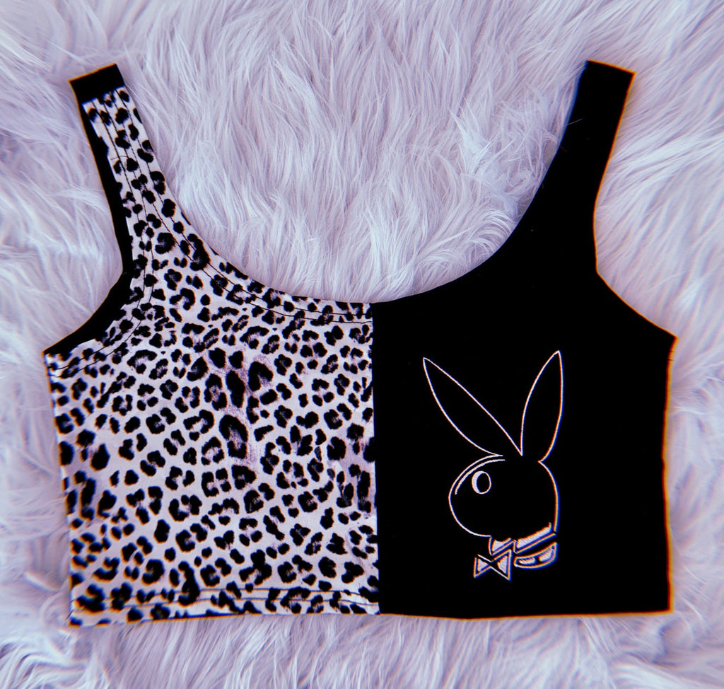 Playgirl Party Leopard/Black Embroidered Crop Tank