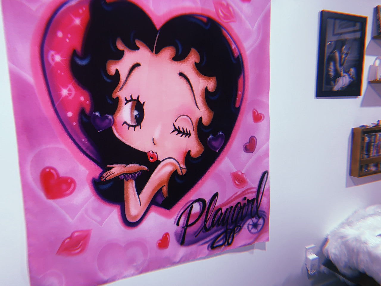 Playgirl Betty x Jr High Crush Airbrushed Tapestry (Pink)