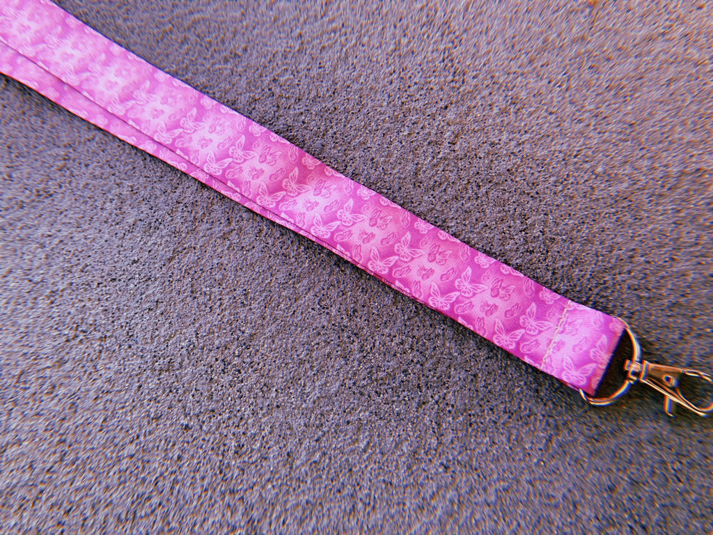 Airbrushed Pink Mariposa Lanyard (Pink)