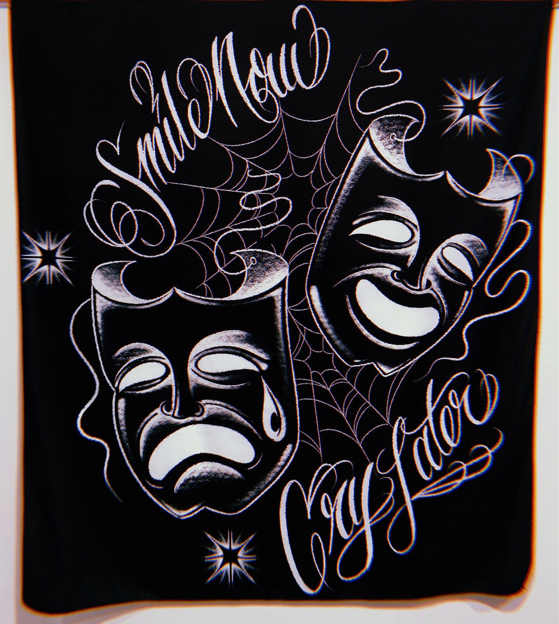 Smile Now, Cry Late Pen & Ink Wall Tapestry Black