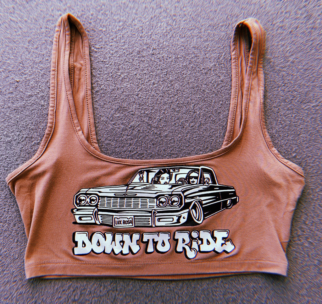 LIMITED EDITION 'Down To Ride' Crop Tank (Mocha Brown)