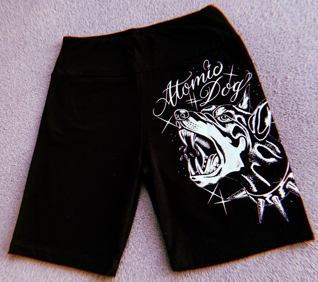 LR Cut & Sew 'Atomic Dog' High Waisted Biker Shorts (Black)