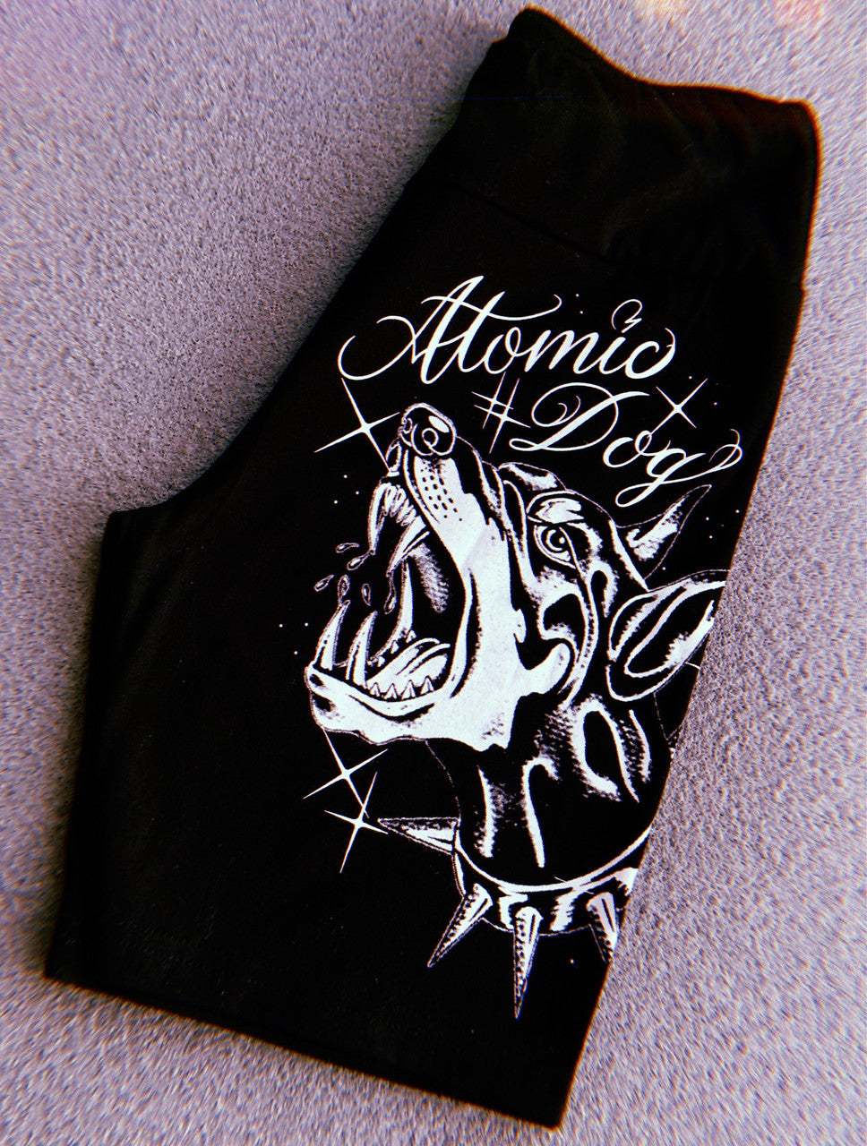 LR Cut & Sew 'Atomic Dog' High Waisted Biker Shorts (Black)