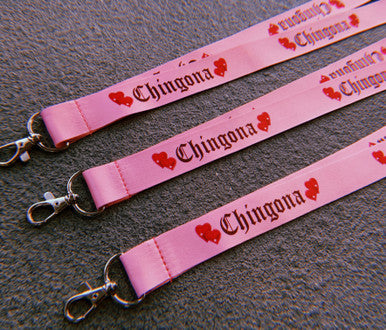 Chingona (Airbrushed Hearts) Lanyard (PINK)