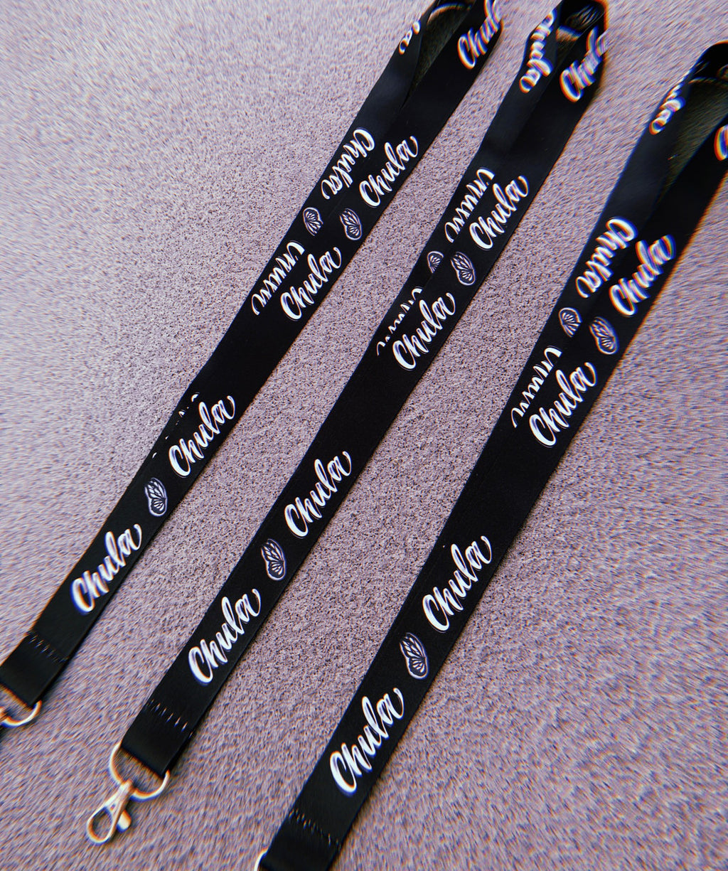 Chula Butterfly Airbrush Lanyard (Black)