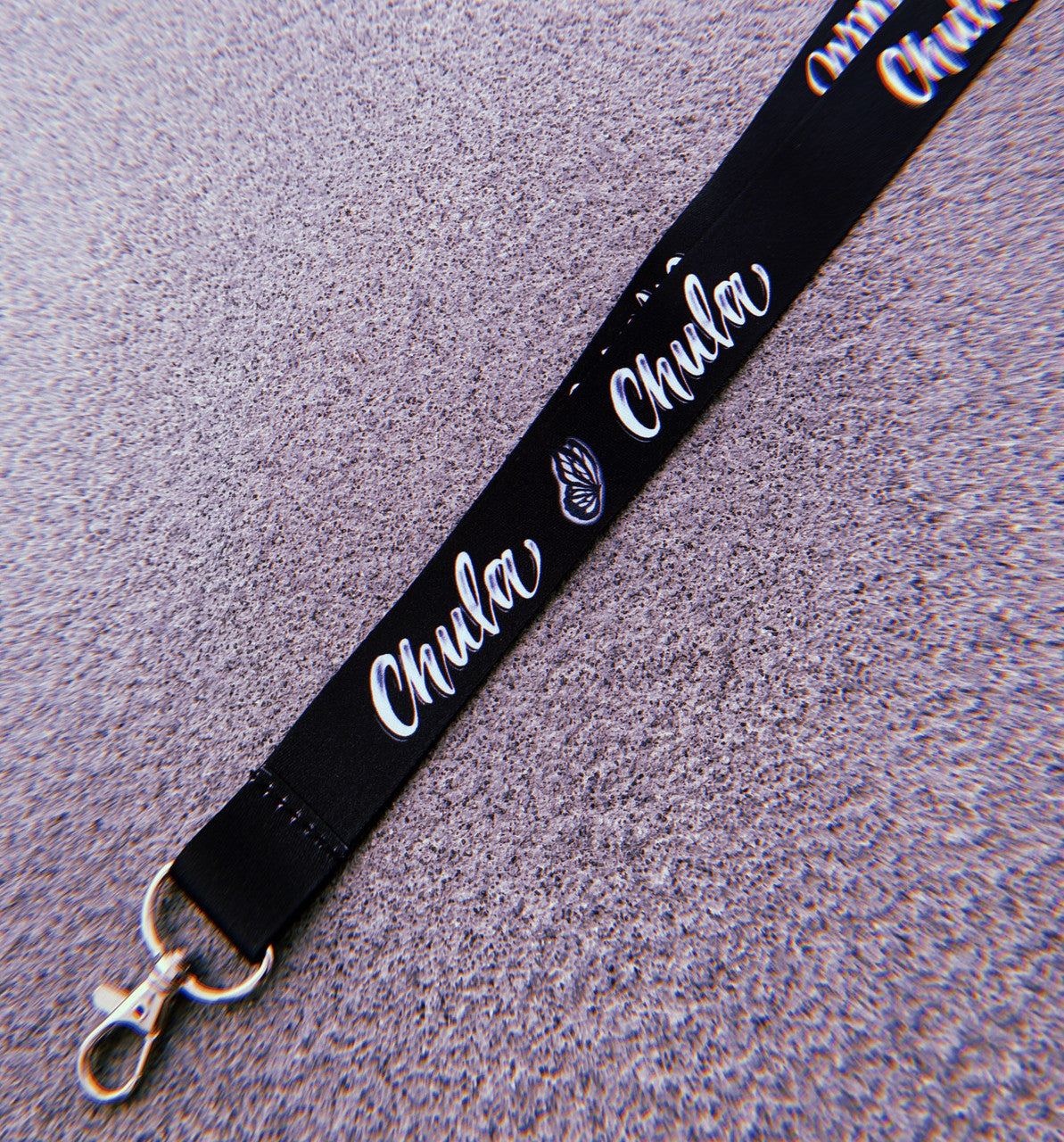 Chula Butterfly Airbrush Lanyard (Black)