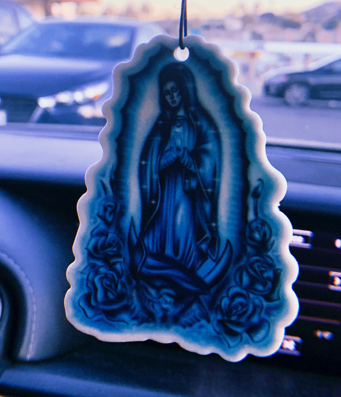 Our Lady Airbrushed Air Freshener (Blue)
