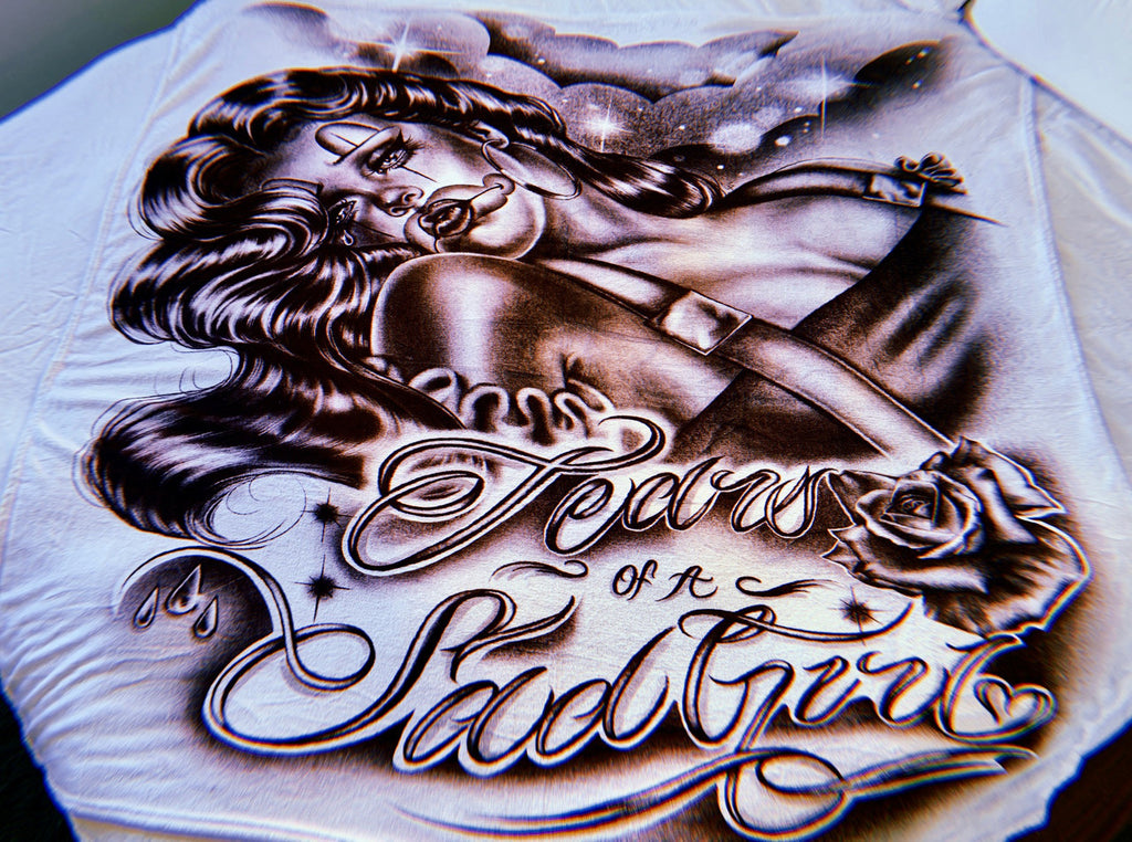 Tears Of A Sad Girl Fleece Blanket (White)